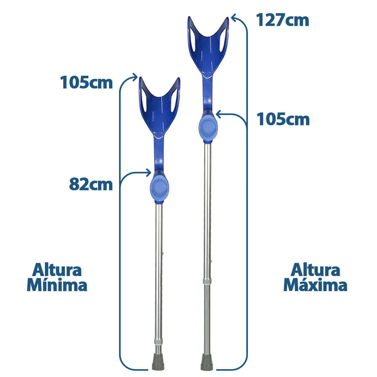 Muleta Canadense Fixa de Alumínio Azul Supermedy Par