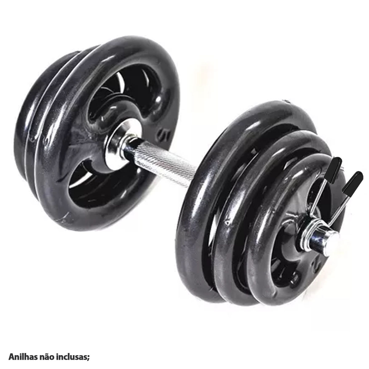 Barra para Musculação Cromada Com Presilha e Aro 40cm Par