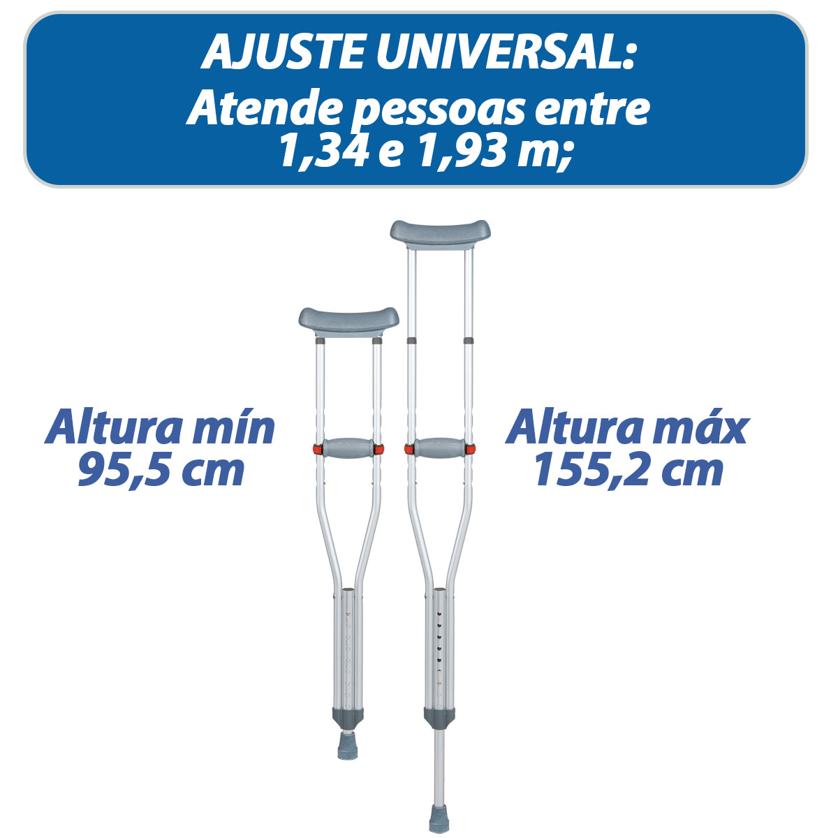 Muleta Axilar de Aluminio Regulável Multipla D7 Dellamed Par