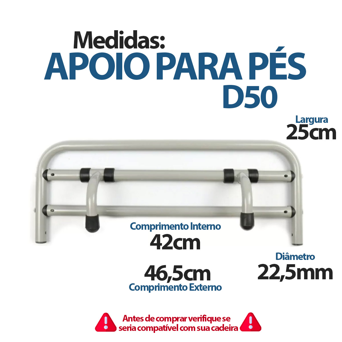 Apoio para Pés para Cadeira de Banho D50 Menor Dellamed