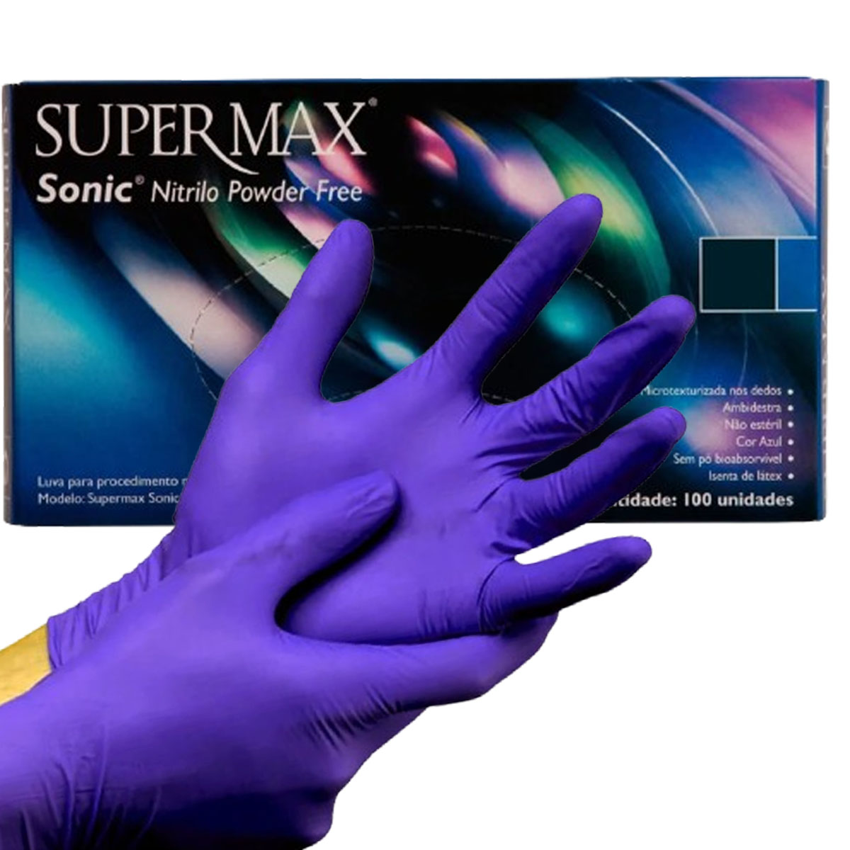 Luva de Procedimento Não Cirúrgico Sonic Nitrílica Supermax 