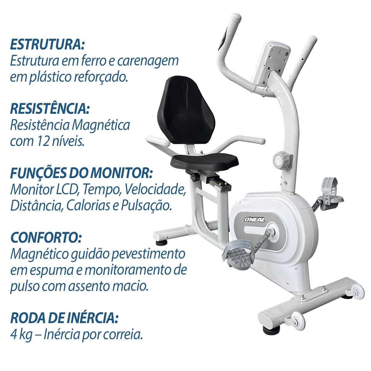 Bicicleta Bike Ergométrica Horizontal Magnético TP0512 Oneal