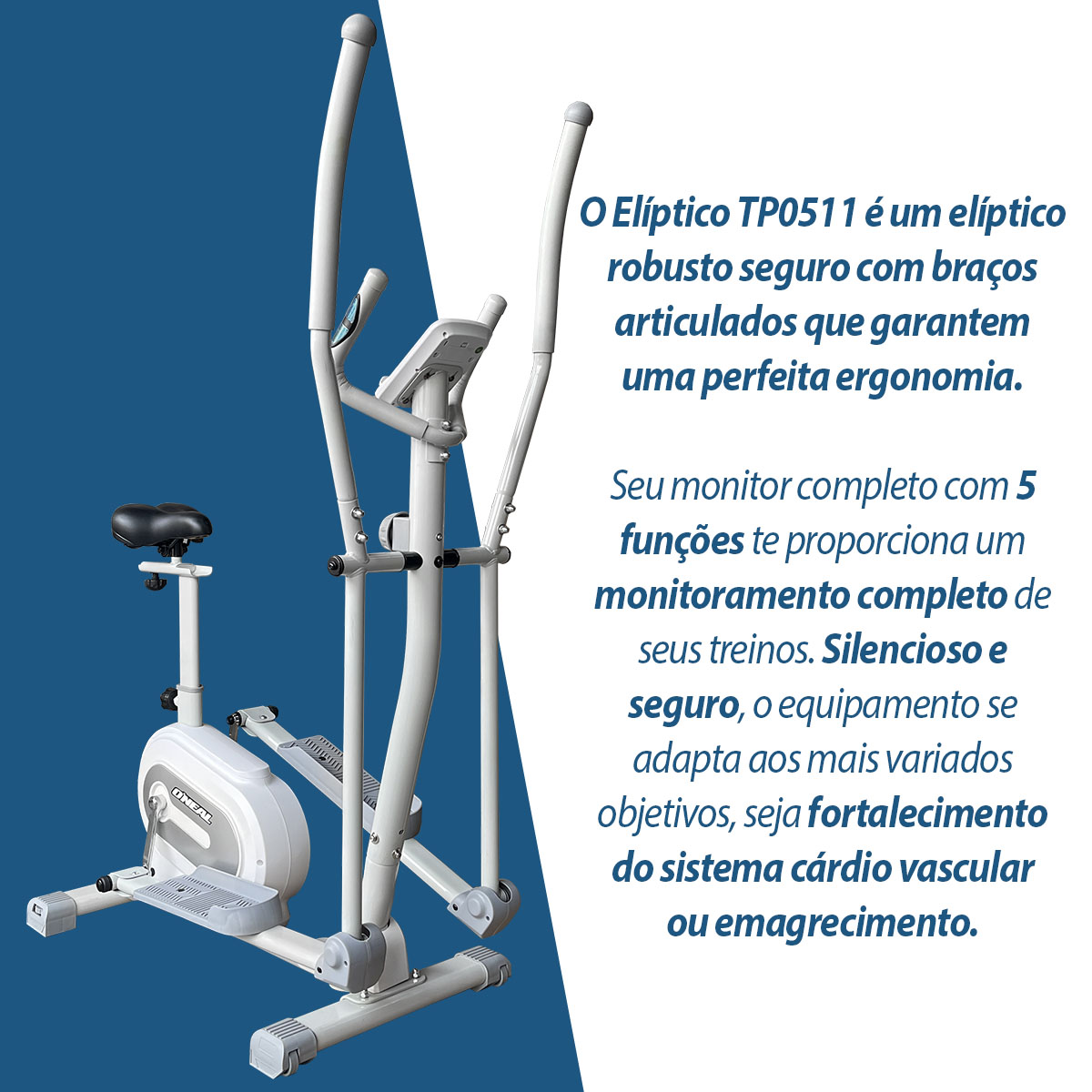 Bicicleta Eliptico Magnética Silencioso 120kg TP0511 Oneal