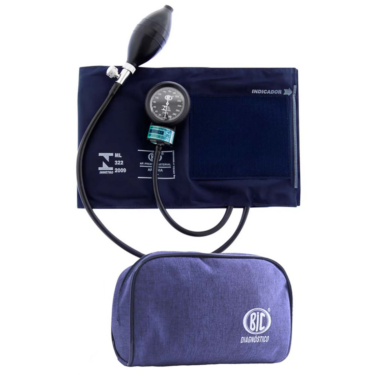 Esfigmomanômetro BIC Adulto Nylon Fecho Aderente Azul New Innova Plus