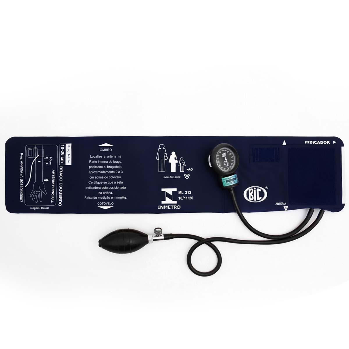 Esfigmomanômetro BIC Adulto Nylon Fecho Aderente Azul New Innova Plus