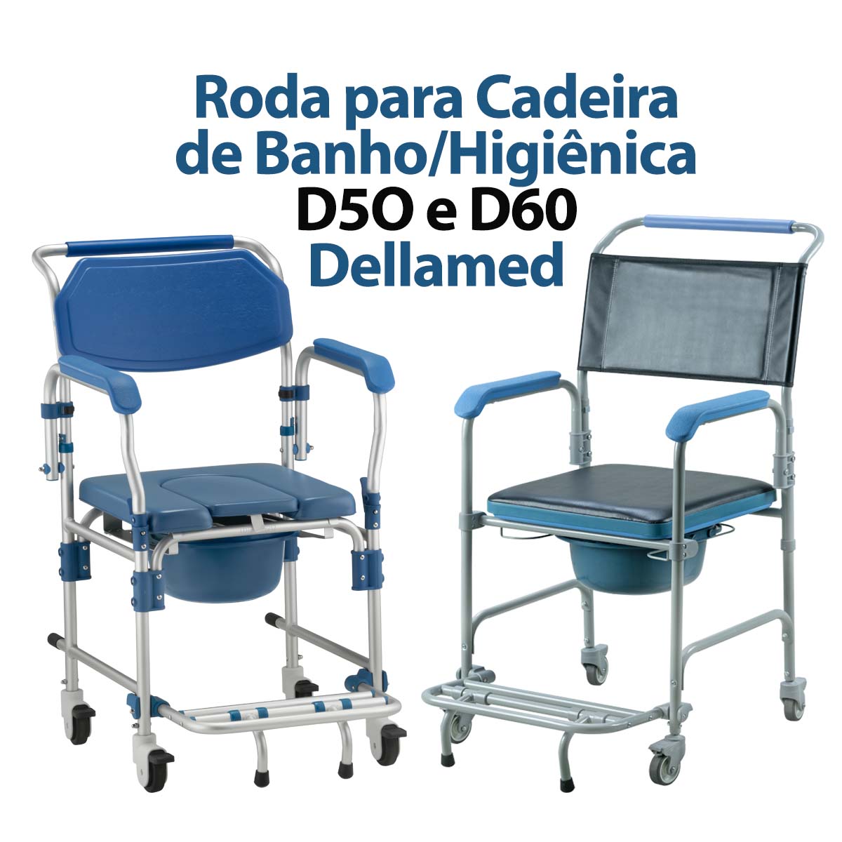 Rodizio Branco sem Bucha Cadeira de Banho D50 D60 Dellamed