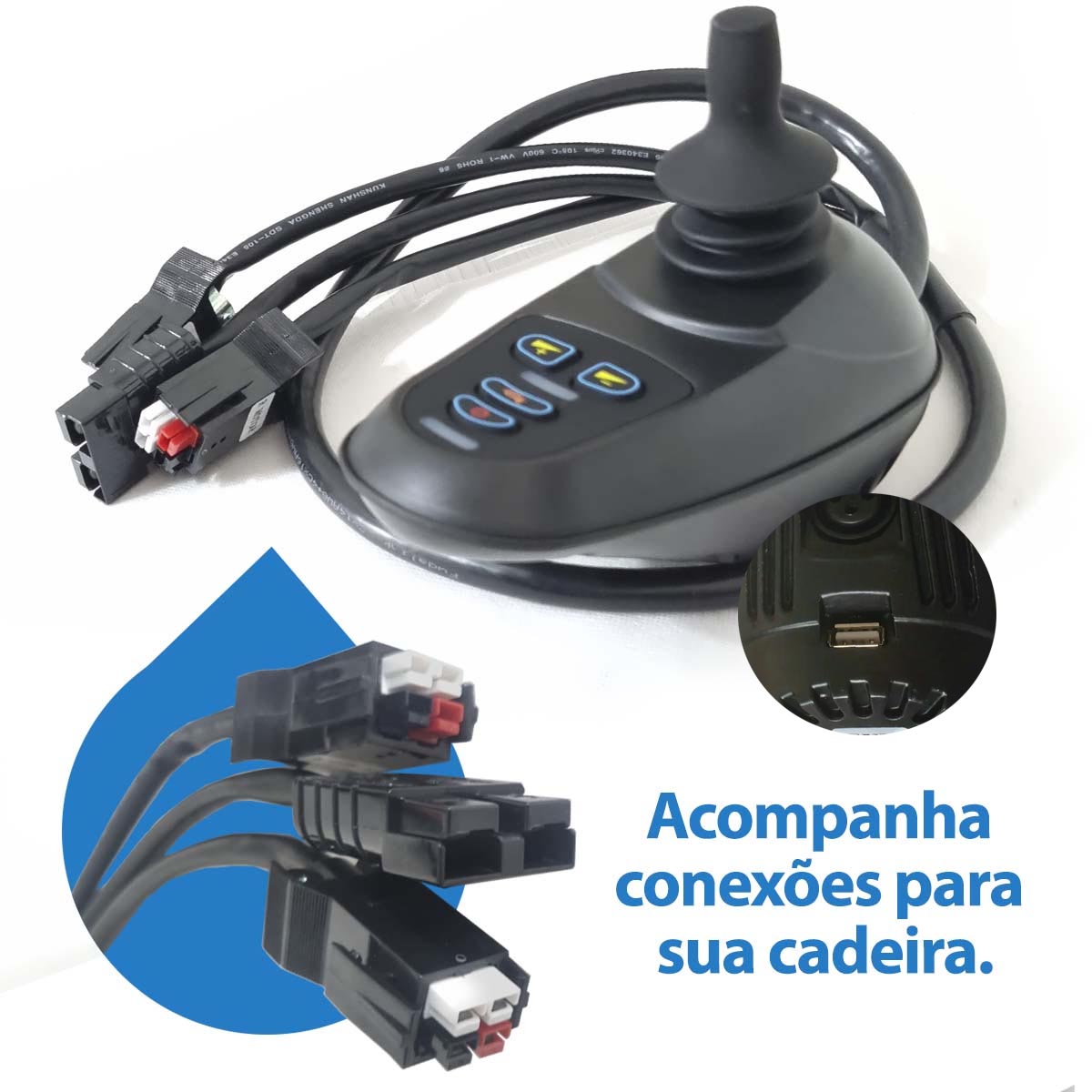 Joystick para Cadeira de Rodas Motorizada com USB Ortobras