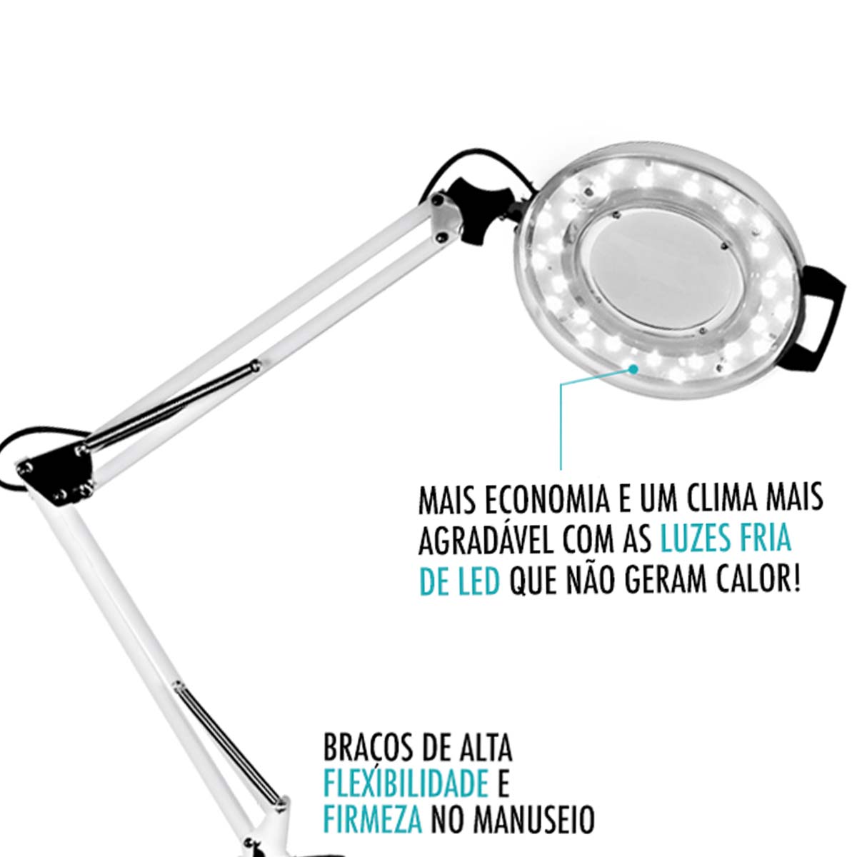 Lupa de Alumínio LED Tripé Autovolt Estek S/ Bandeja