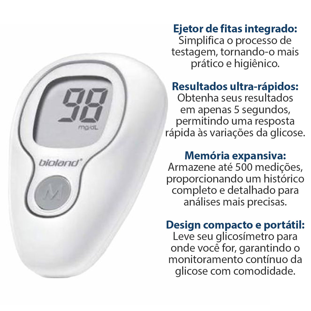 Medidor de Glicose G4253 Bioland Kit 25 Lancetas e 25 Fitas de Teste
