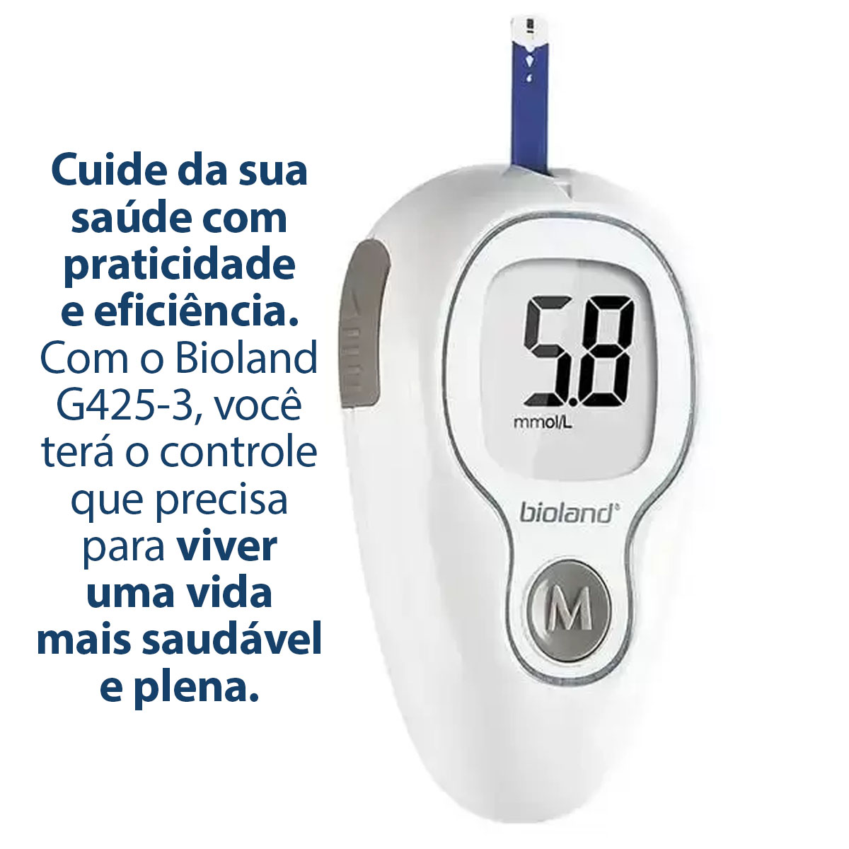 Medidor de Glicose G4253 Bioland Kit 75 Fitas de Teste e 25 Lancetas