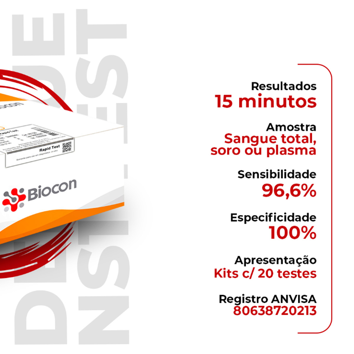 Teste Rápido Antigeno Dengue NS1 Biocon 20 Testes
