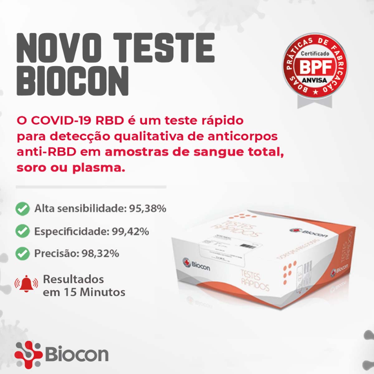 Teste Rápido Antigeno Covid19 Influenza A e B Biocon 20 Testes