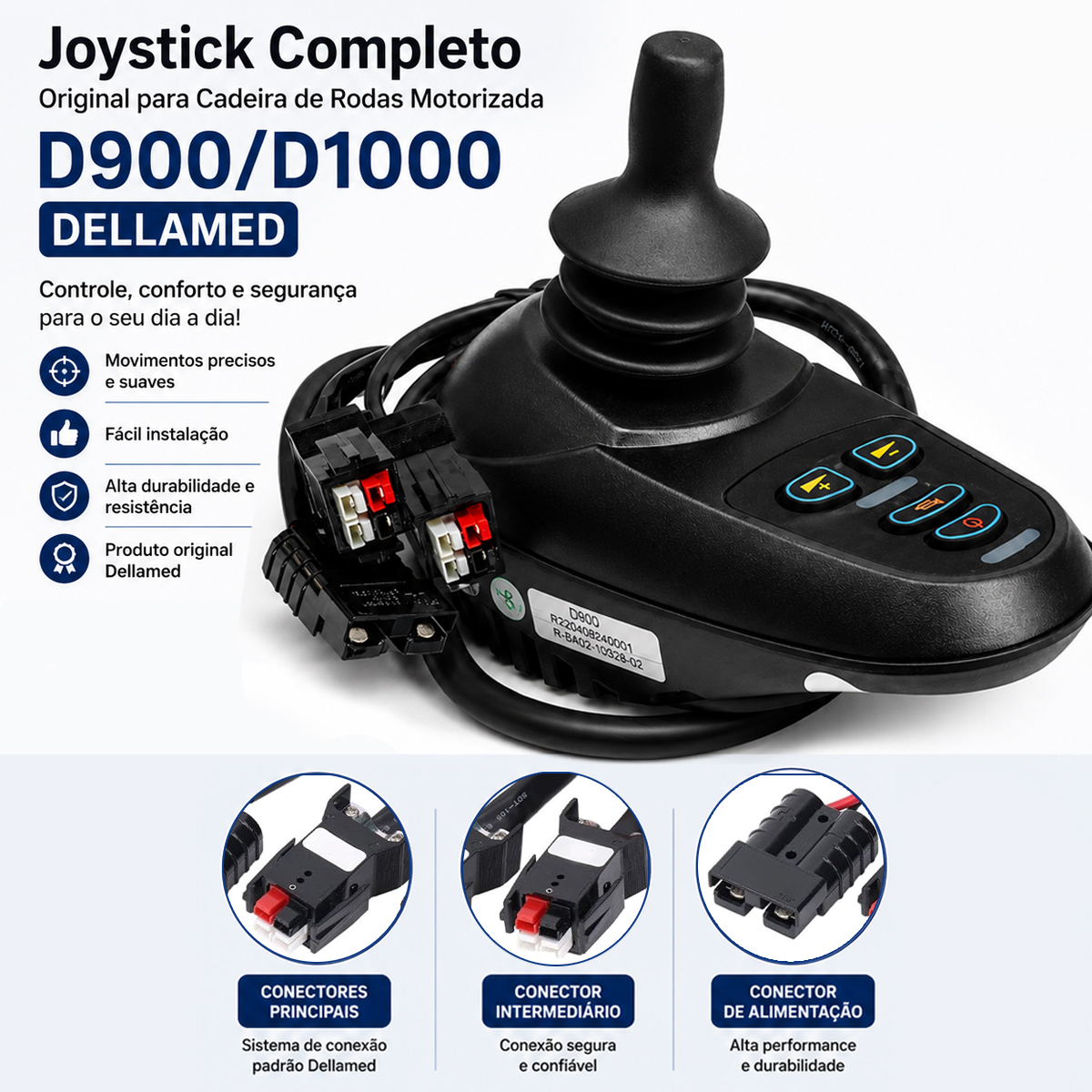 Joystick Completo Original para Cadeira de Rodas Motorizada D900/D1000 Dellamed
