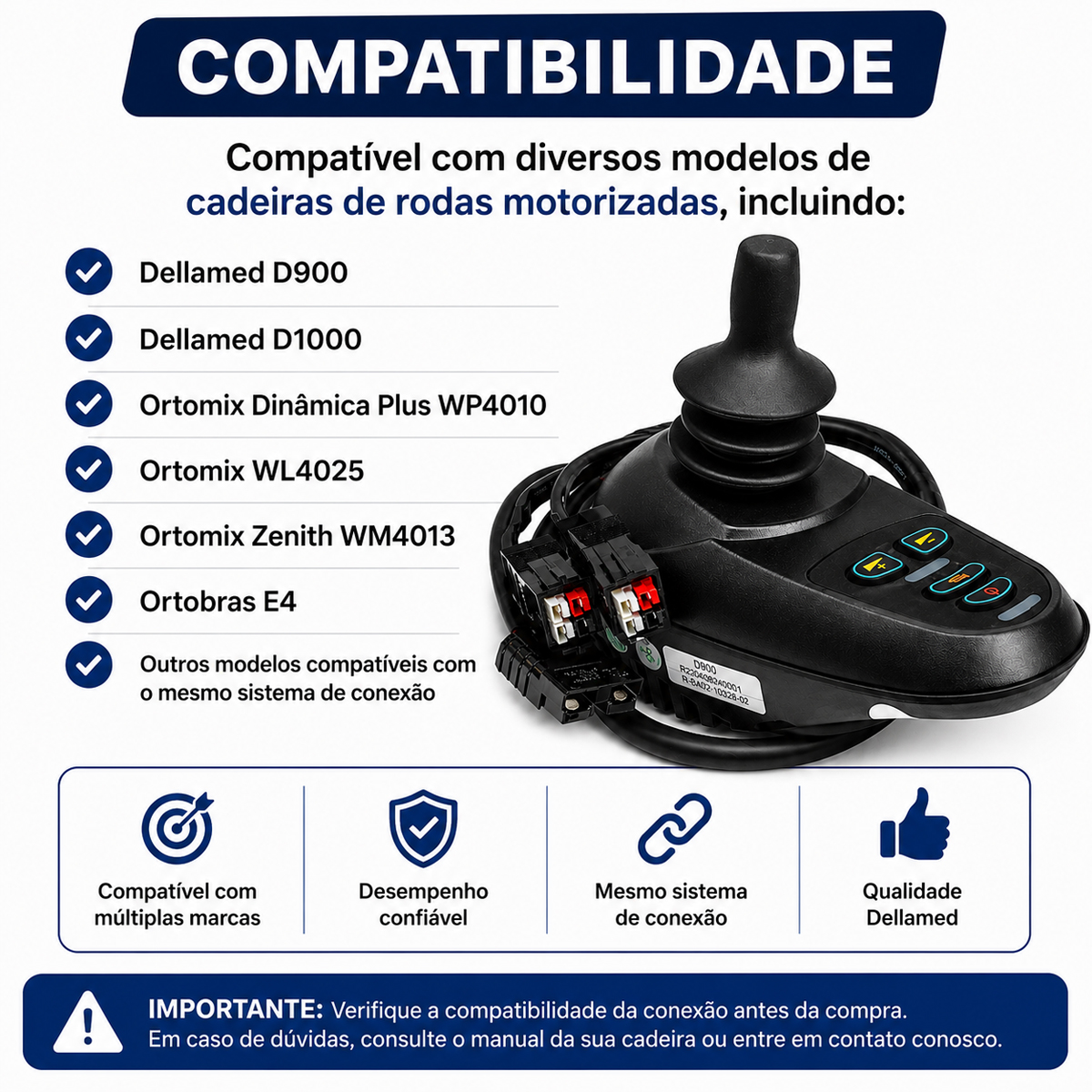 Joystick Completo Original para Cadeira de Rodas Motorizada D900/D1000 Dellamed