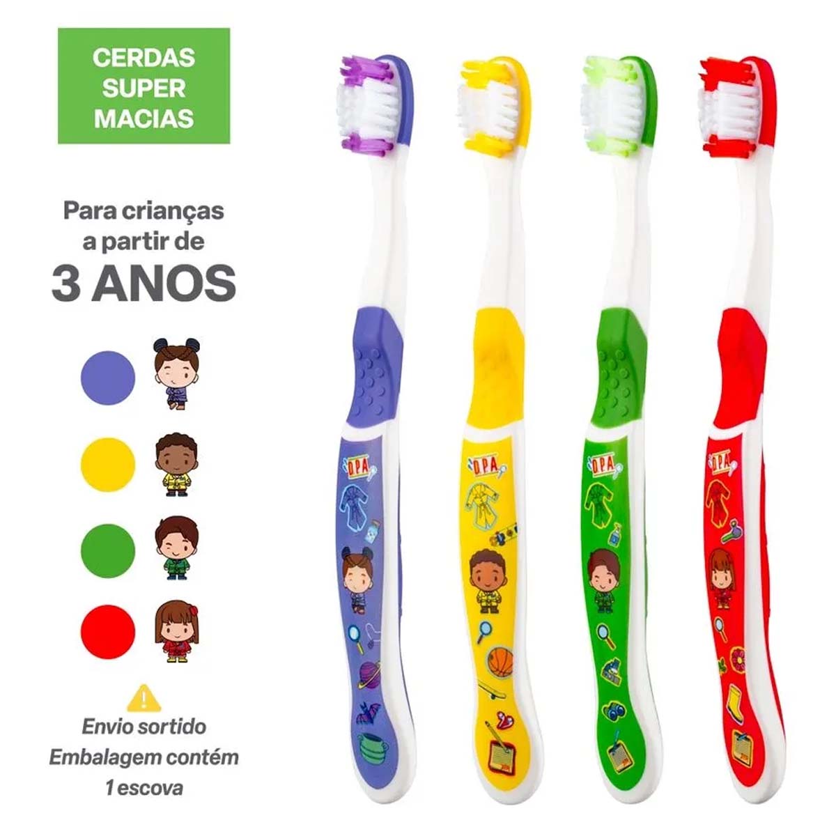Escova de Dente Infantil DPA 3+ Anos 1 Unidade (Cores Sortidas)