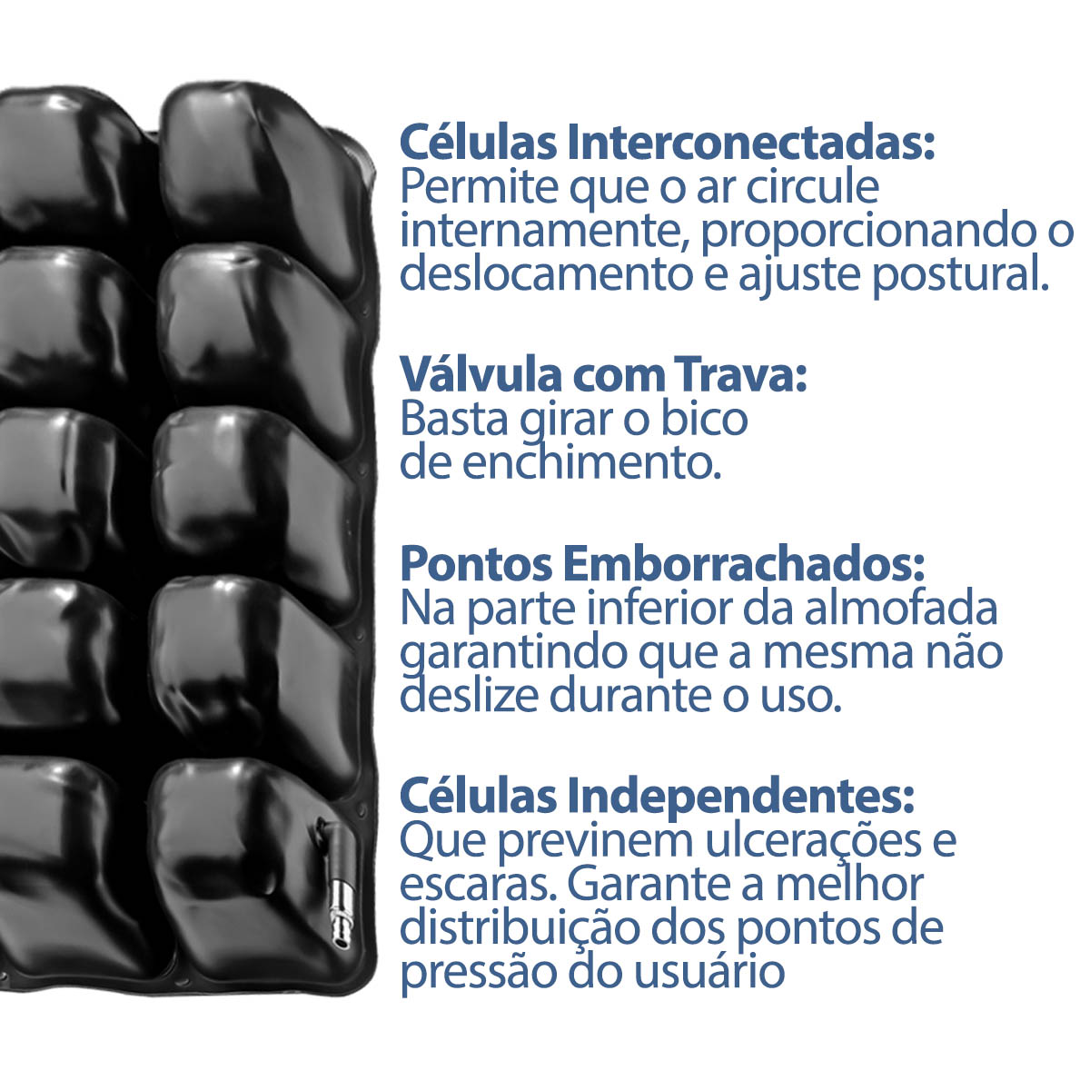 Almofada de Cadeira de Rodas Inflável Comfort Air 46x46x5,5cm Ortobras