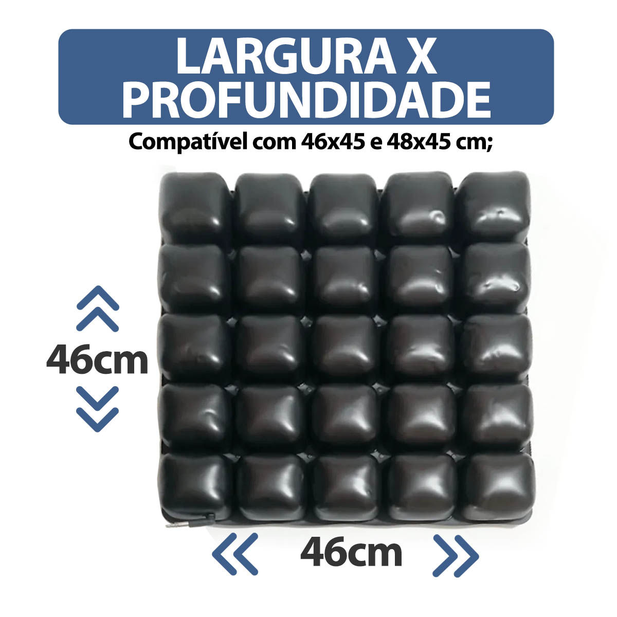 Almofada de Cadeira de Rodas Inflável Comfort Air 46x46x5,5cm Ortobras