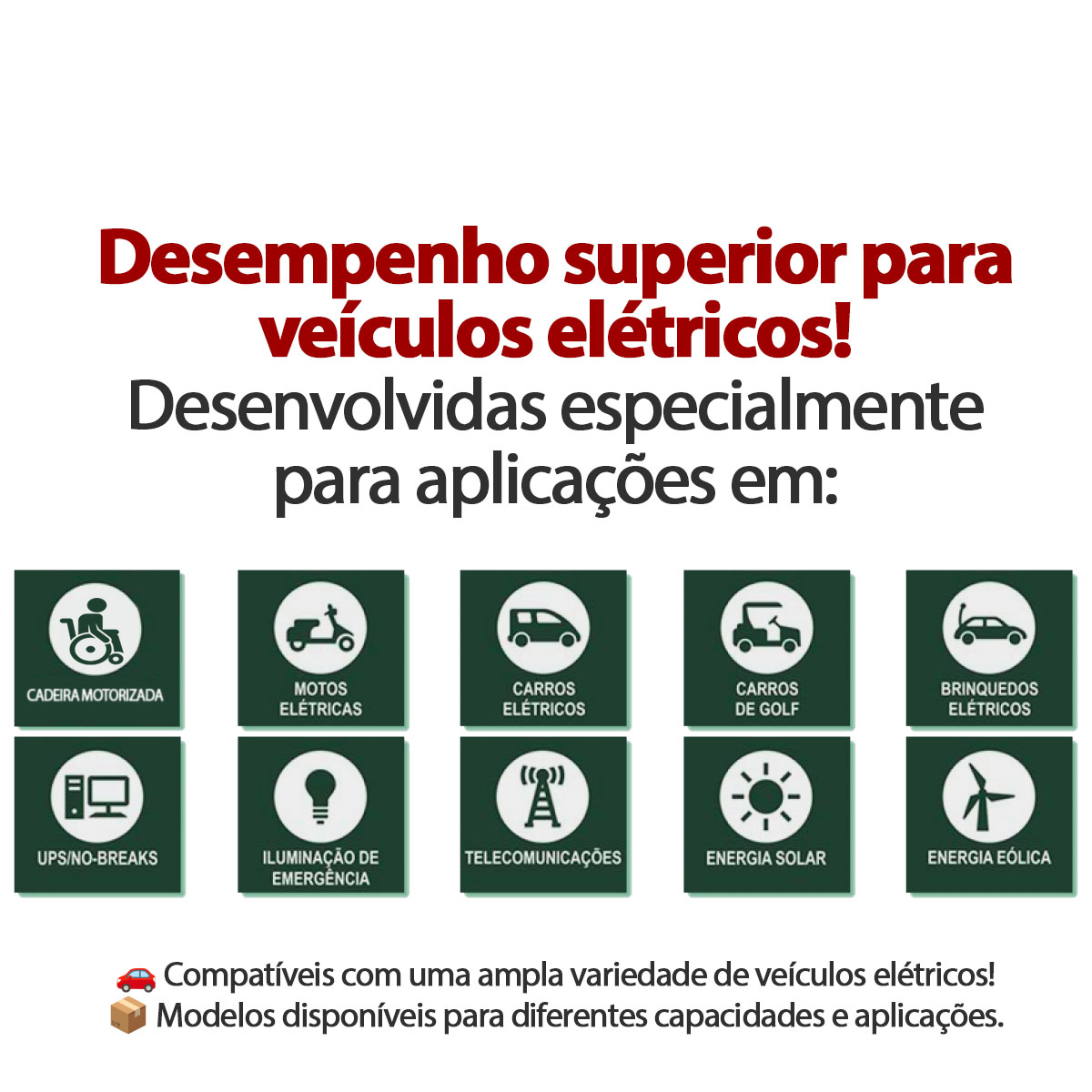 Bateria EVC12-40 Selada para Cadeira de Rodas Motorizada Global 12V 40Ah