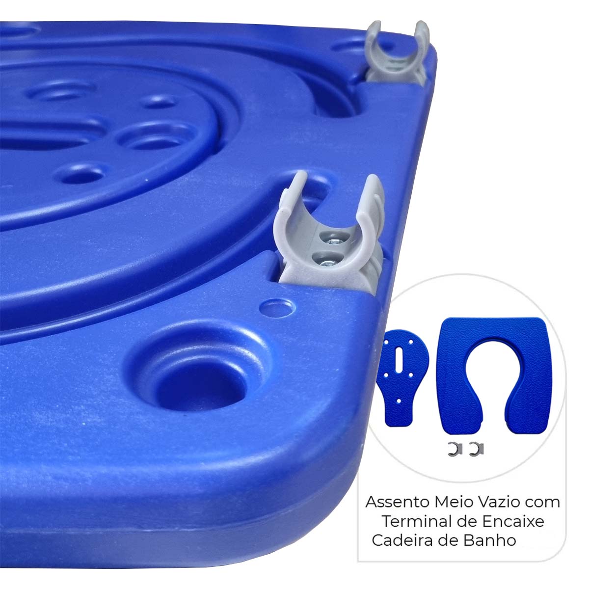 Assento Rígido com Encaixe para Cadeira de Banho D45 D50 D60 Dellamed