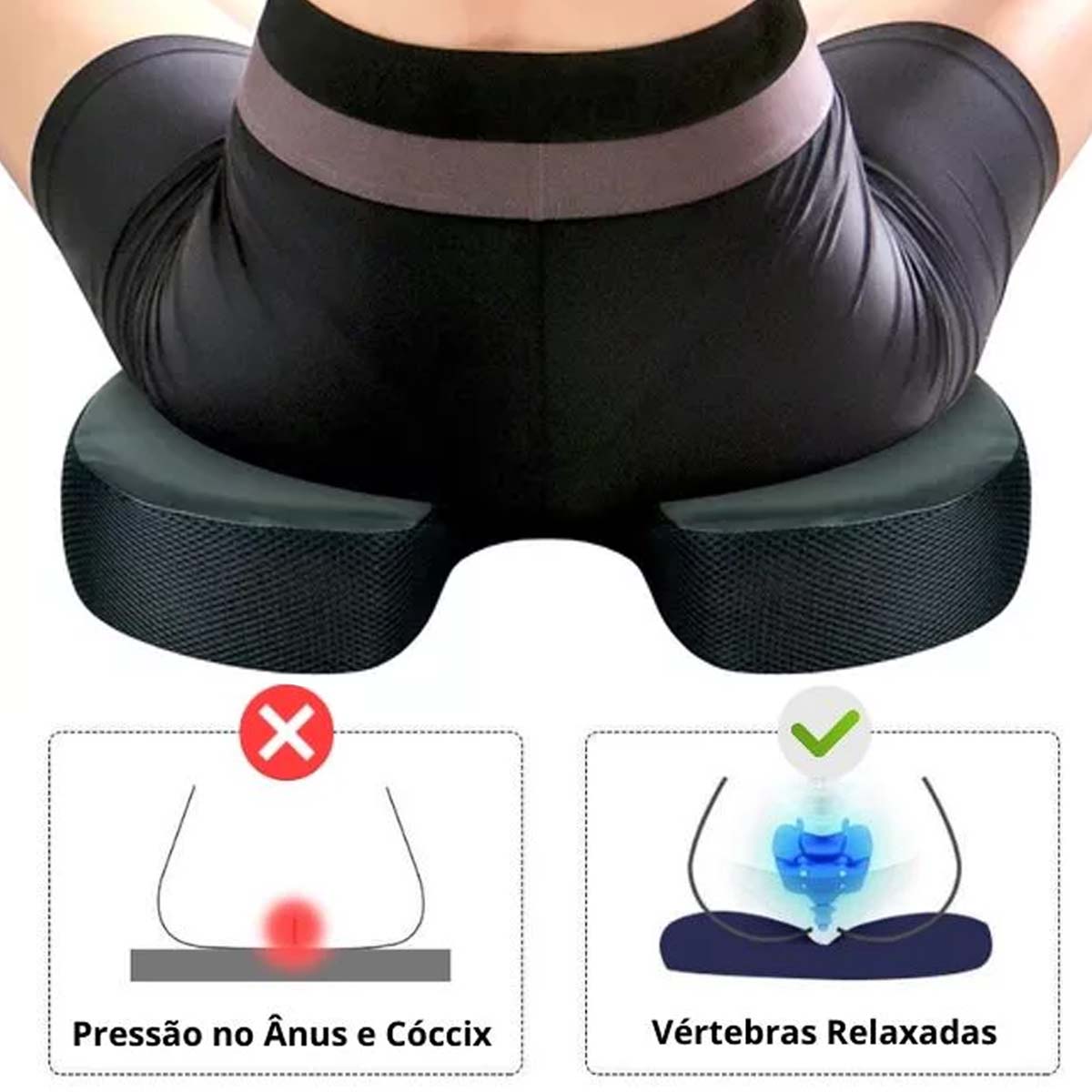 Almofada Anatomica Protetor Coccix em Espuma de Alta Densidade Aquasonus
