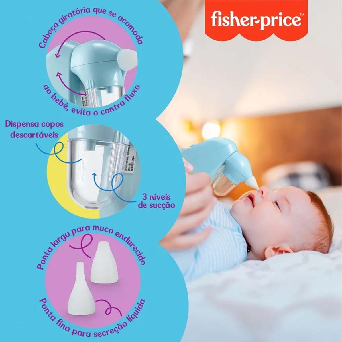 Aspirador Nasal Elétrico Musical Dó Ré MI Fisher Price