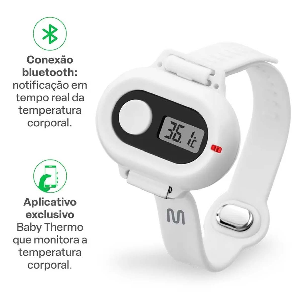 Termômetro Inteligente com Bluetooth Baby Pulseira Multilaser 