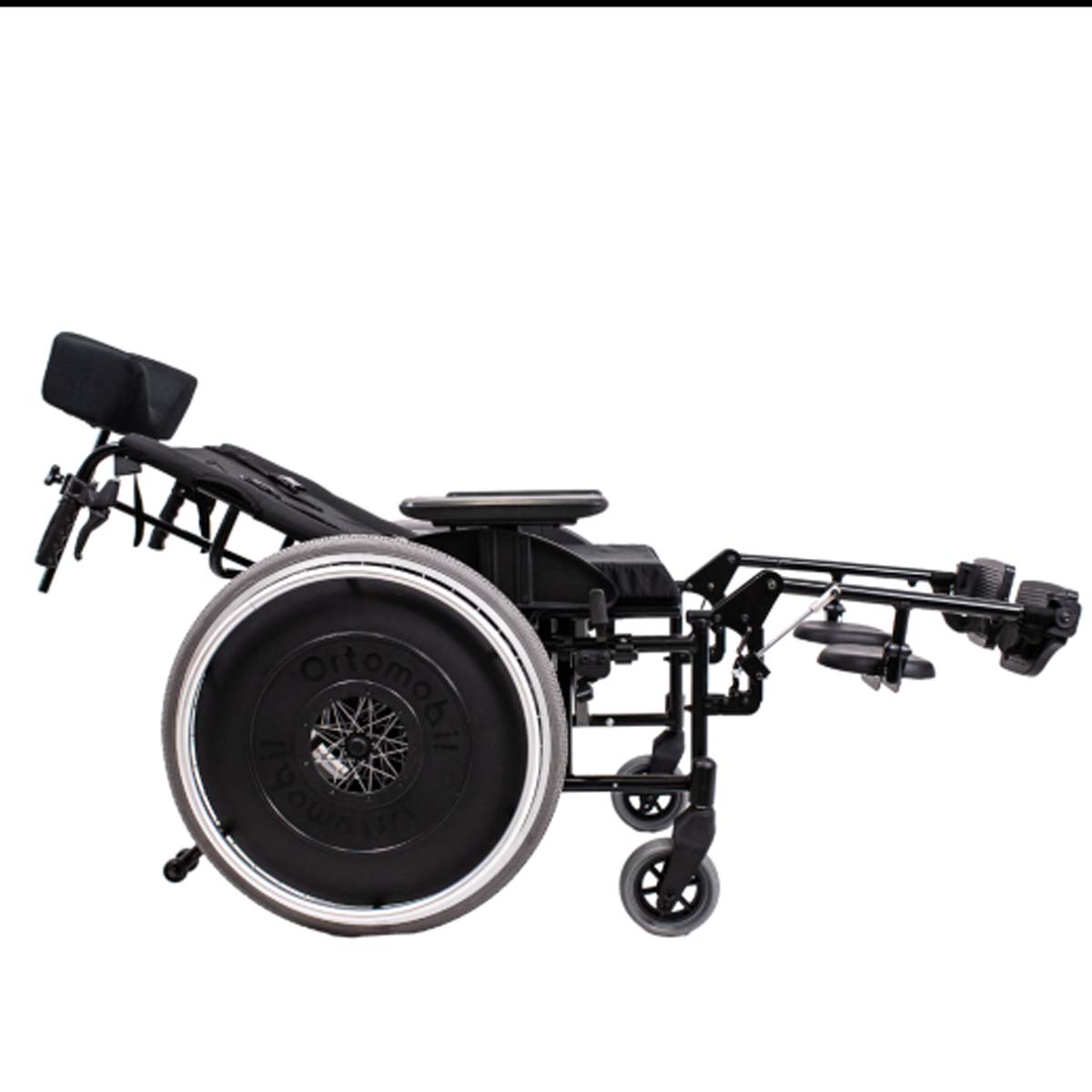 Cadeira De Rodas Alumínio Dobrável e Reclinável 48L 45C 50A MA3R Ortomobil 150kg Cinza