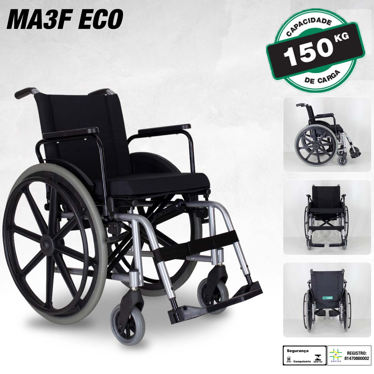 Cadeira De Rodas Dobrável MA3F 504 Ortomobil L48 P45 A45