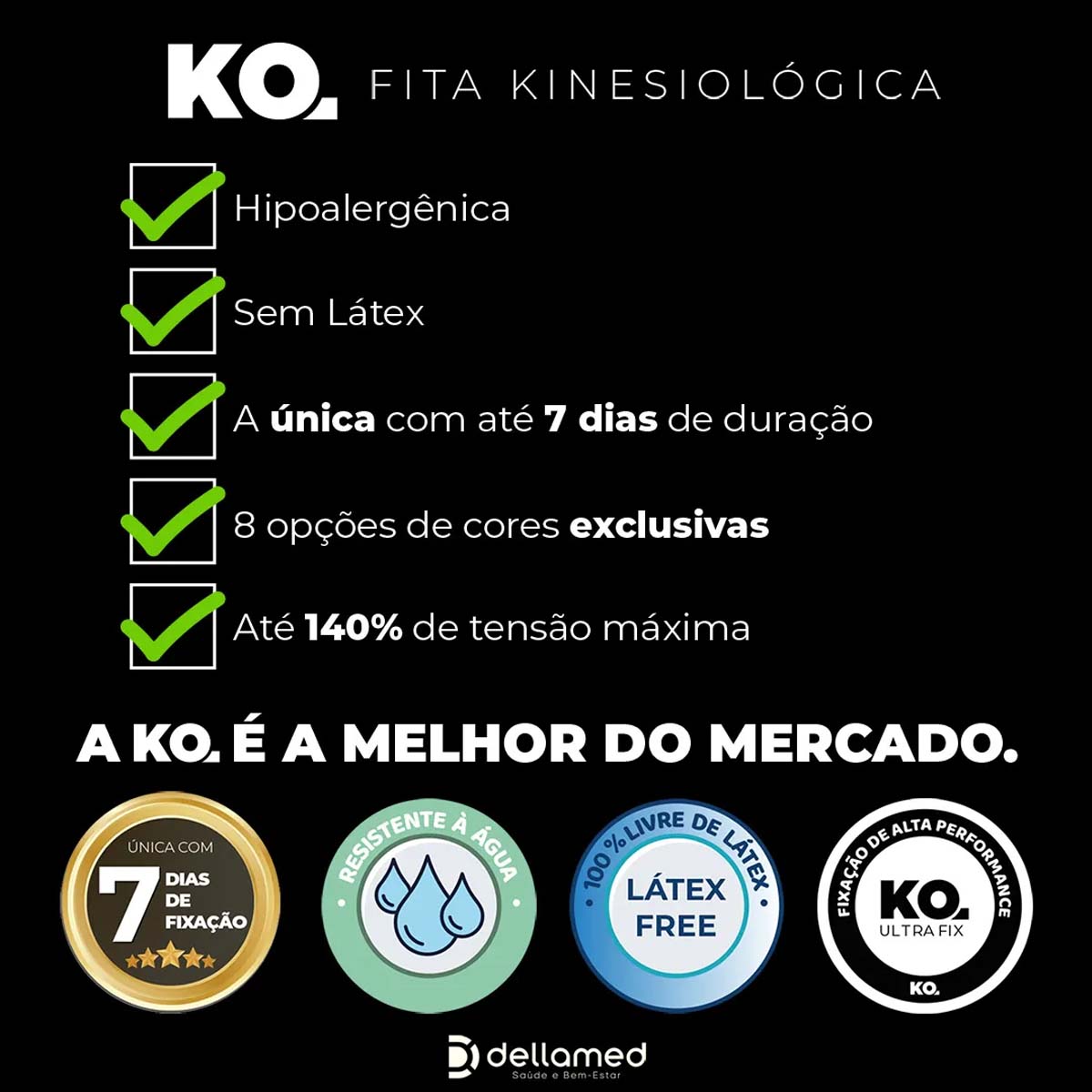 Bandagem Elástica Adesiva Kinesiológica KO Dellamed