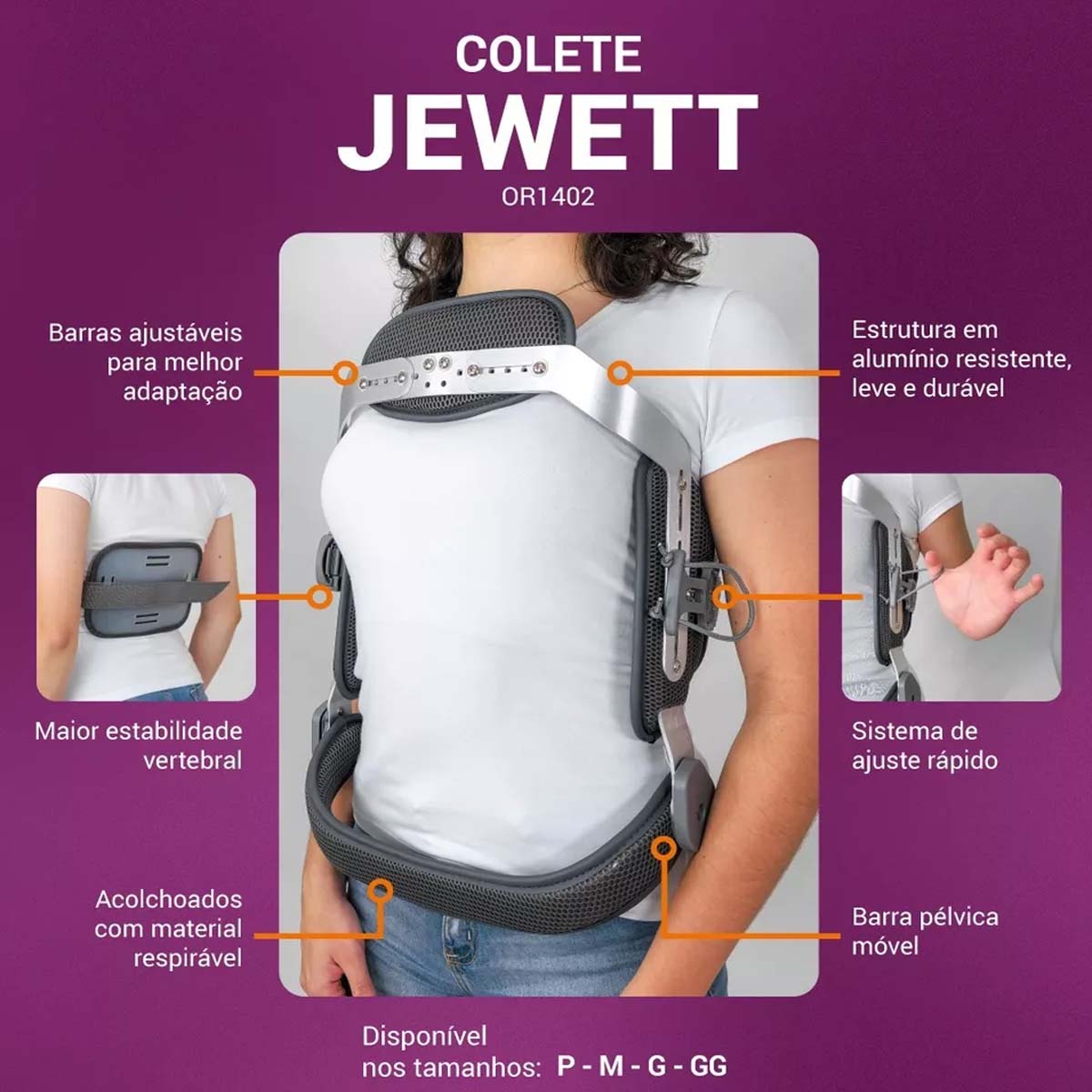 Colete Imobilizador Jewett Acolchoado Hidrolight