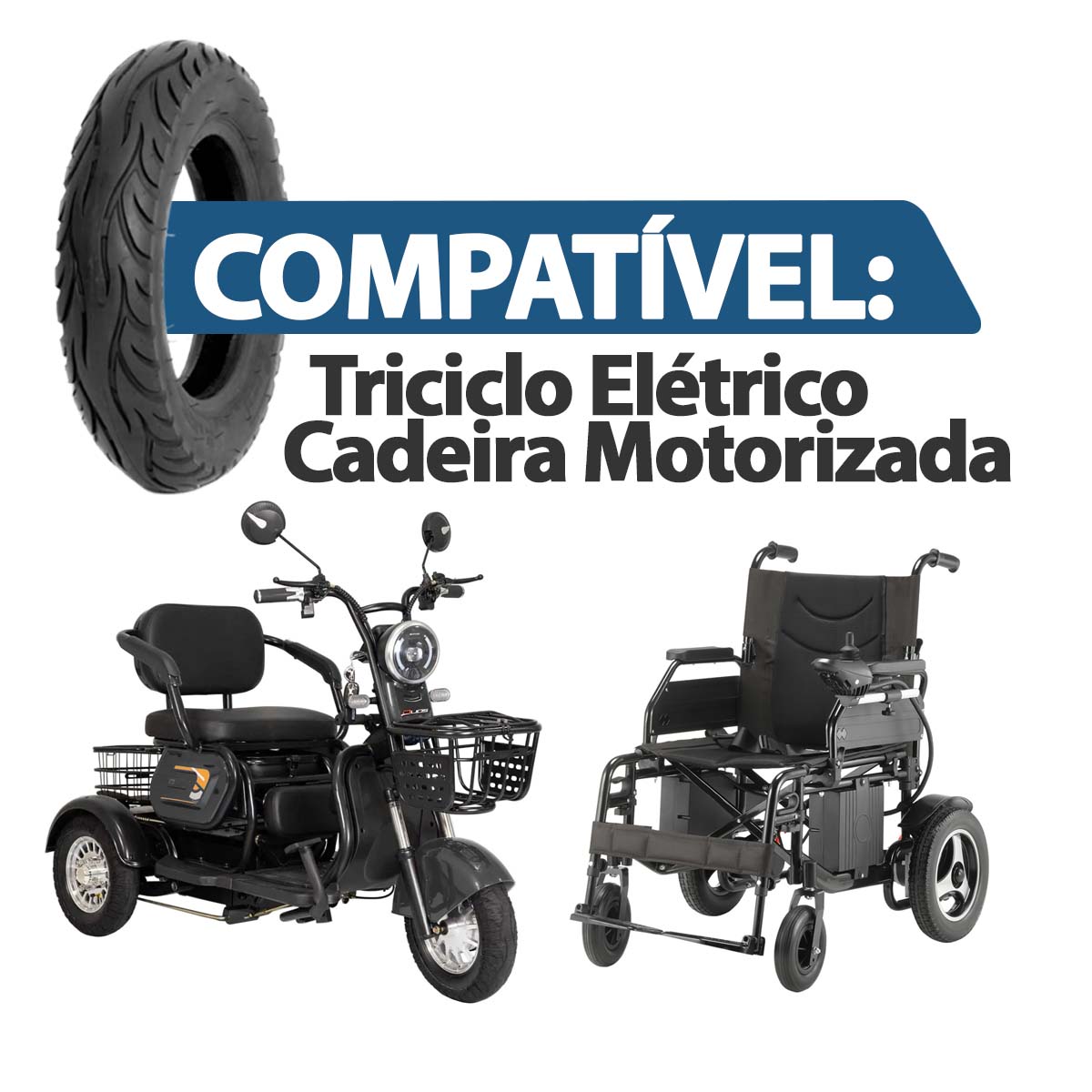 Pneu 3.00-8 Traseiro Cadeira Motorizada Triciclo 2 Unidades