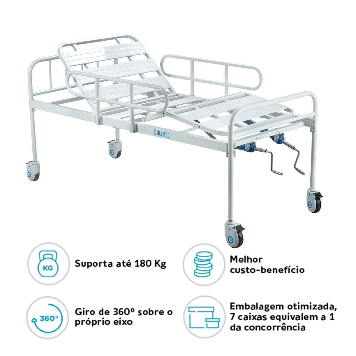 Cama Hospitalar Dellamed DX2 Manual com Colchão D28