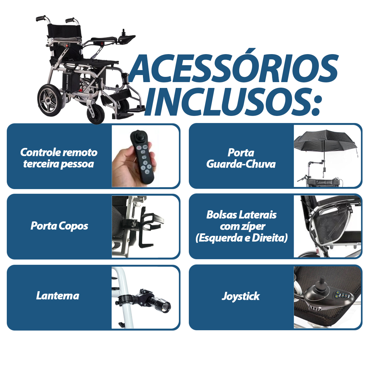 Cadeira de Rodas Motorizada Controle Remoto Winner MT 250W