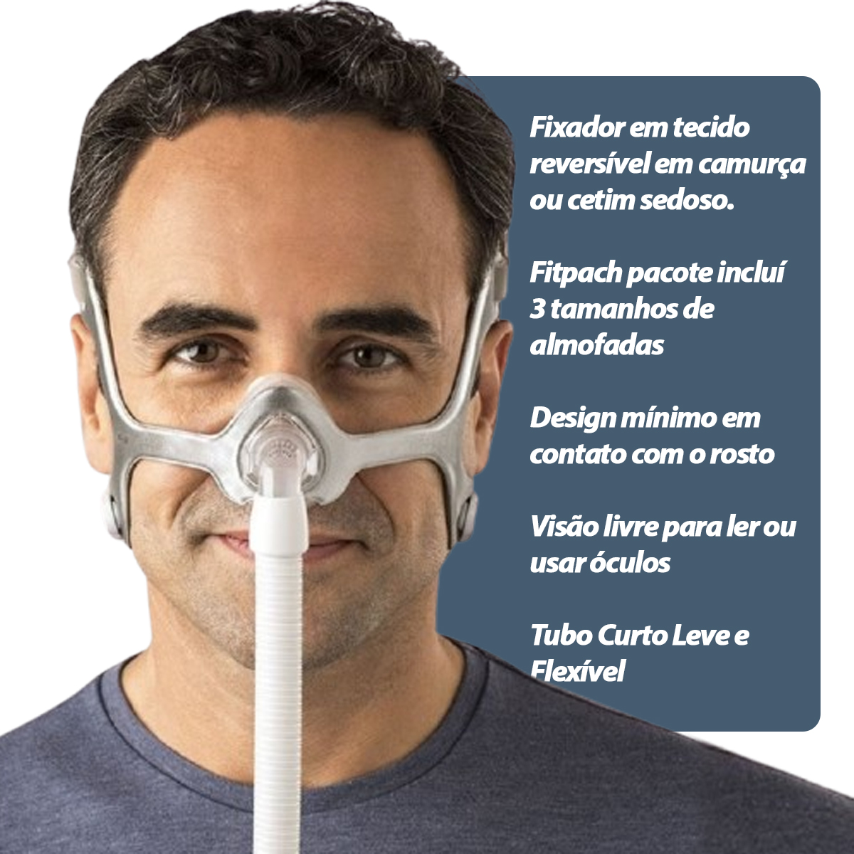 Máscara Nasal Wisp Tecido e Contato Magnético Philips Respironics