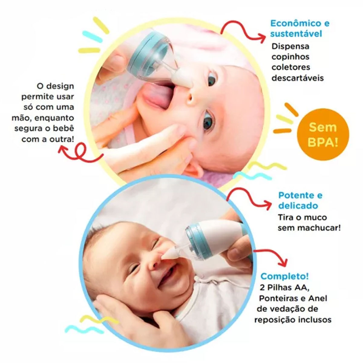 Aspirador Nasal Elétrico Azul Perfect Baby Multikids