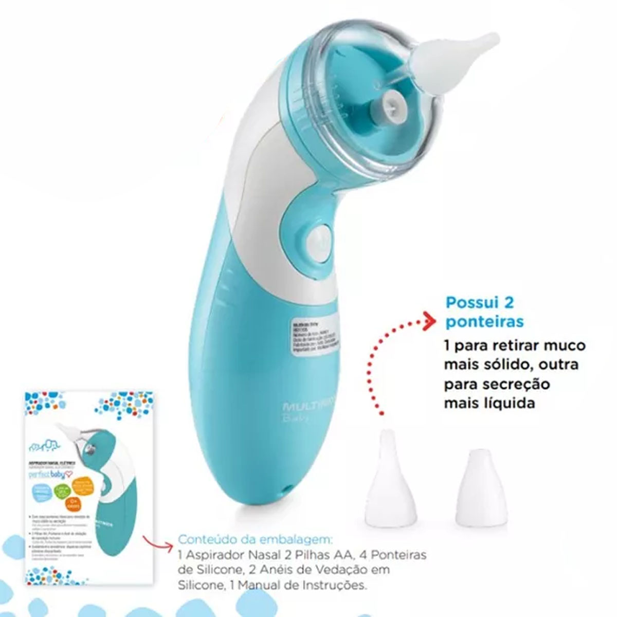 Aspirador Nasal Elétrico Azul Perfect Baby Multikids