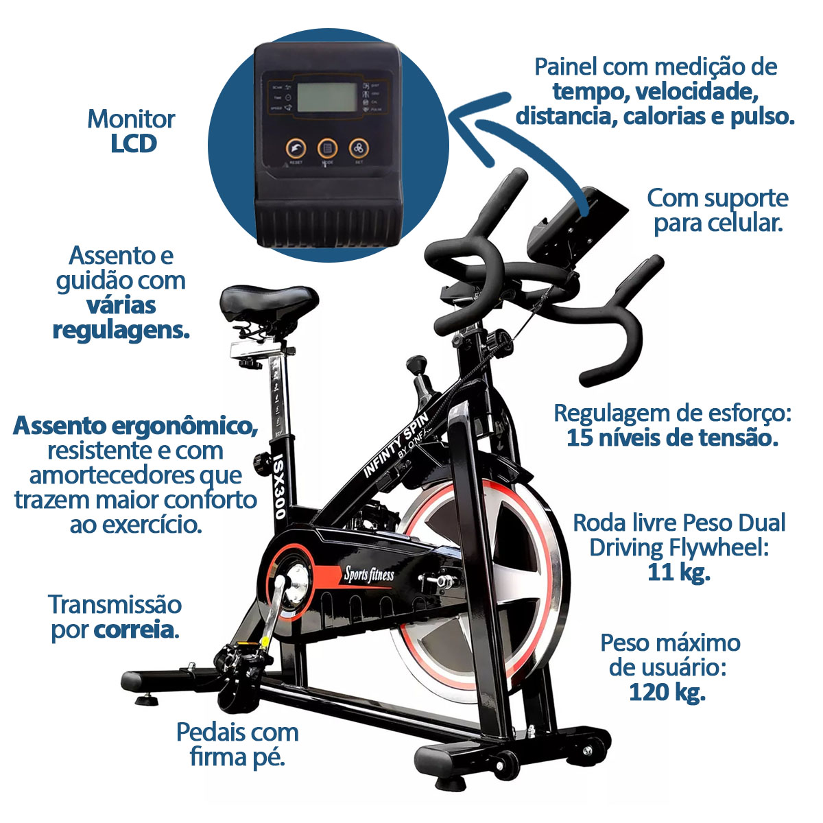 Bicicleta Bike Spinning ISX300 Infinity Spin Oneal