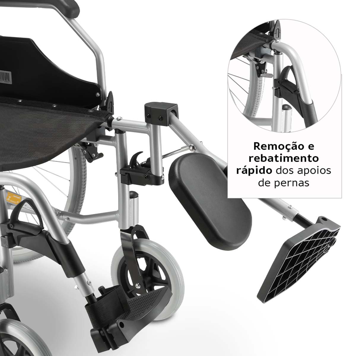Suporte de Pernas com Ajuste de Altura Cadeira de Rodas Par D600 Dellamed