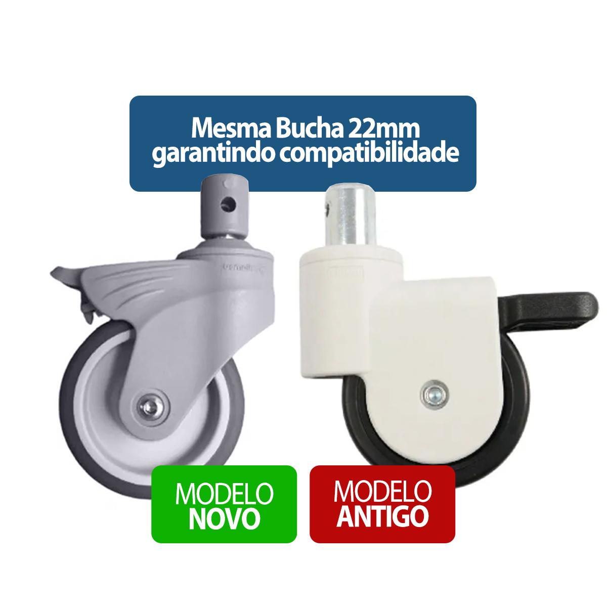 Rodizio Cinza para Cadeira de Banho D60 Dellamed 4und 22mm 