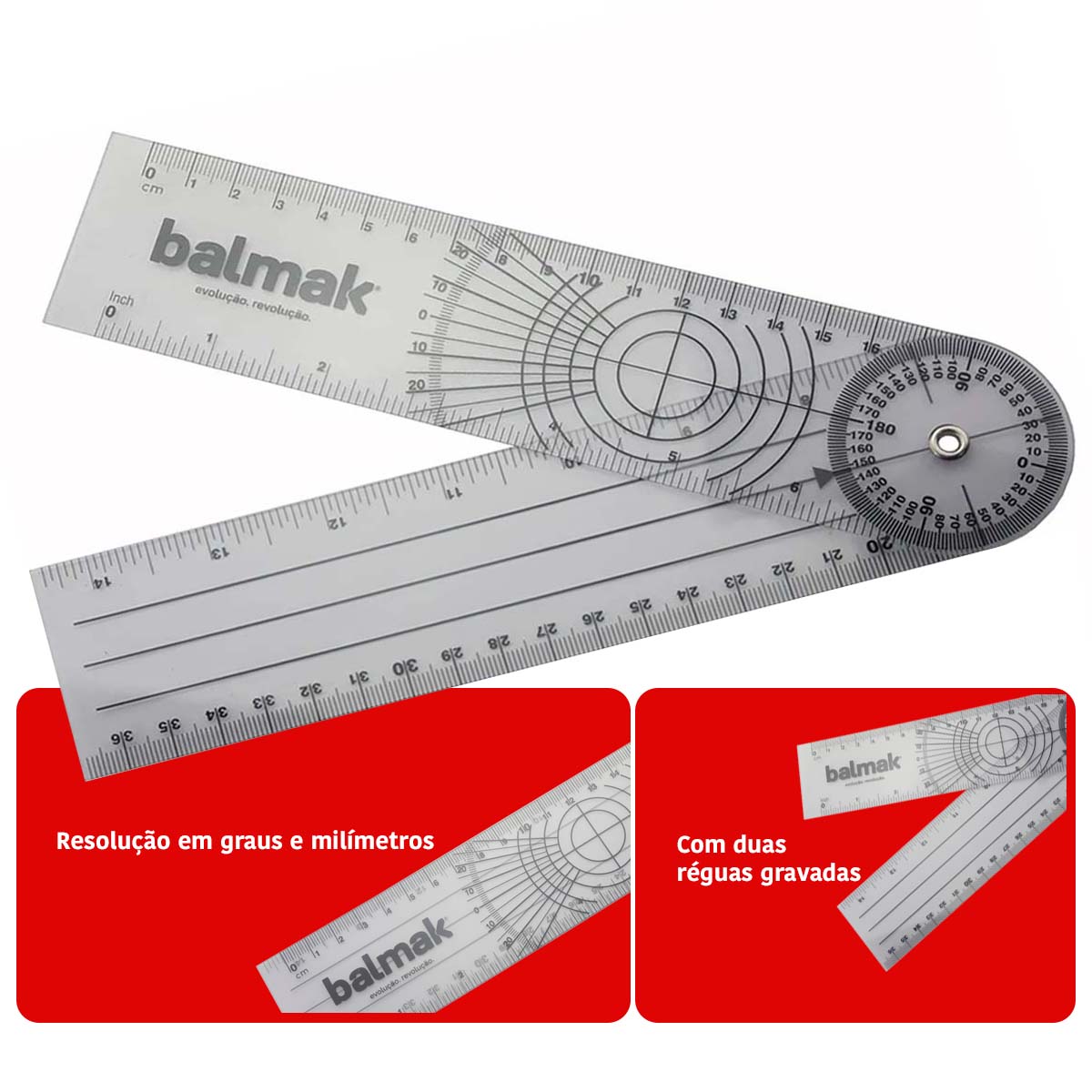 Goniômetro em Acrílico Balmak 37cm Grande