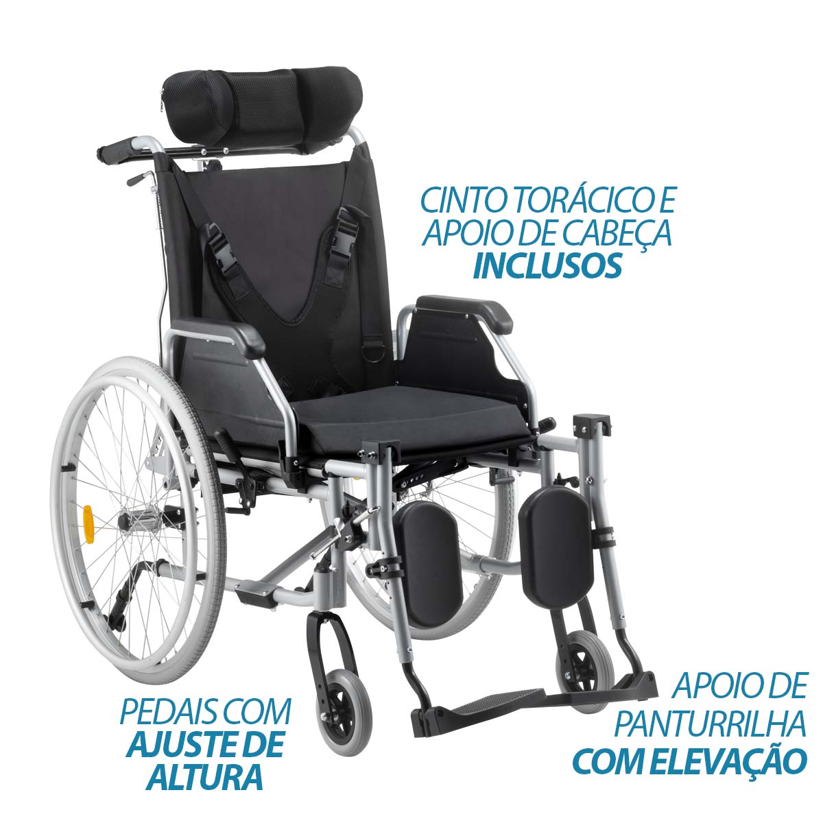 Cadeira de Rodas Reclinável Alumínio Dobrável D700 T44 Dellamed