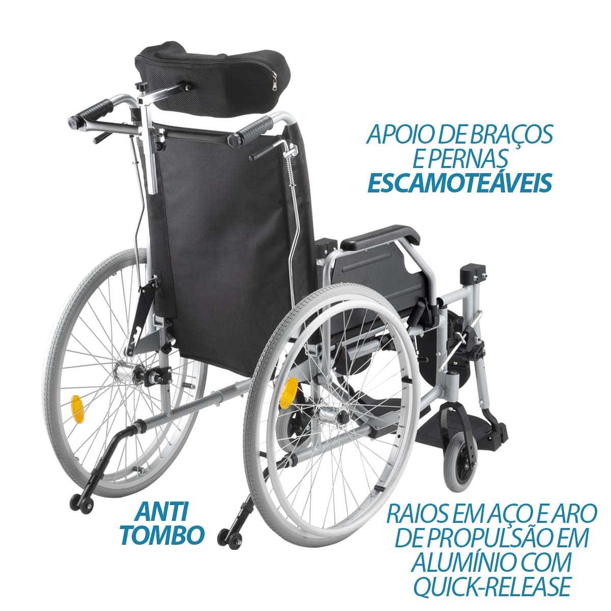 Cadeira de Rodas Reclinável Alumínio Dobrável D700 T48 Dellamed