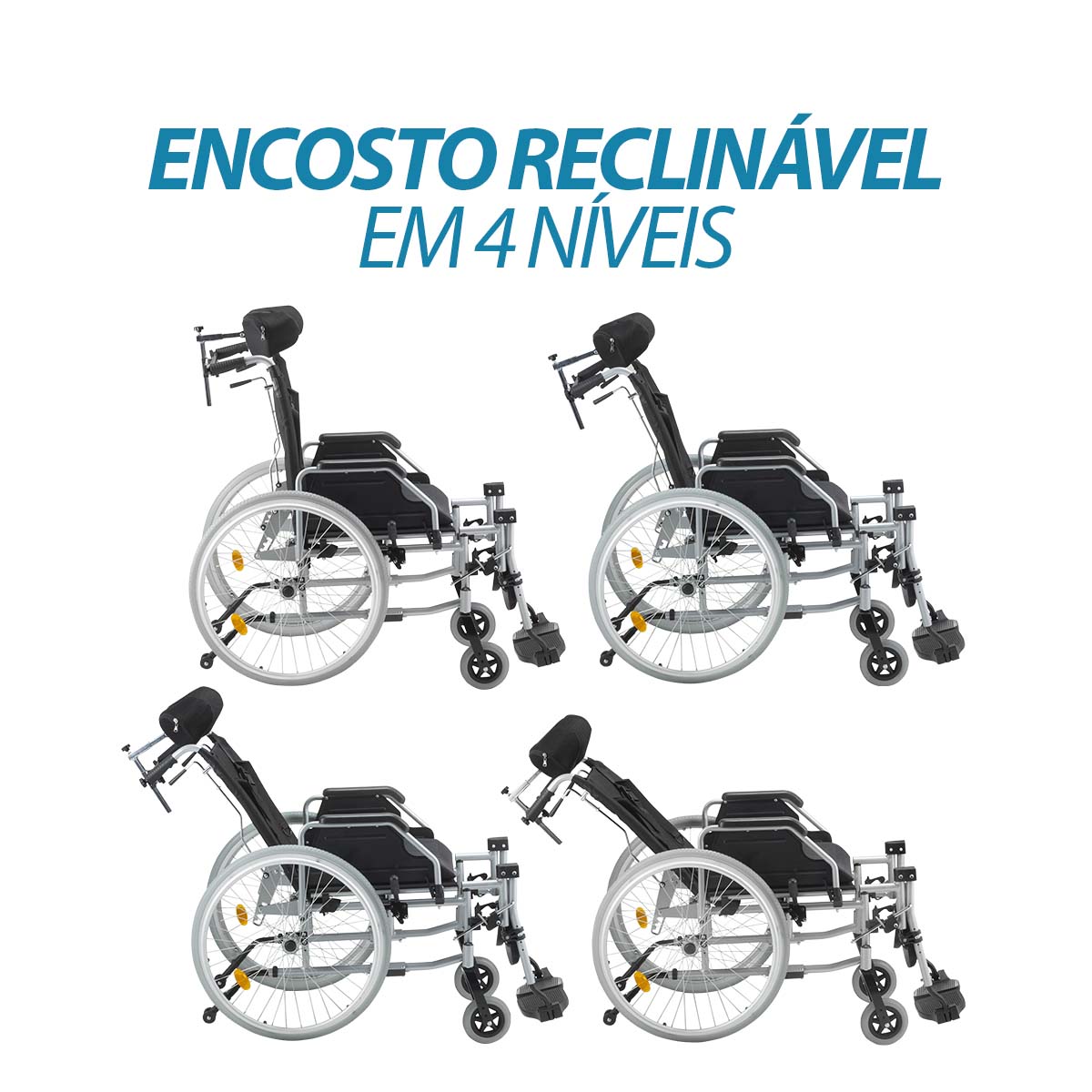 Cadeira de Rodas Reclinável Alumínio Dobrável D700 T48 Dellamed