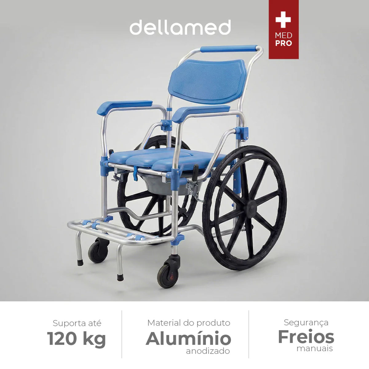 Cadeira de Banho 150kg 44cm D65 Alumínio Dellamed