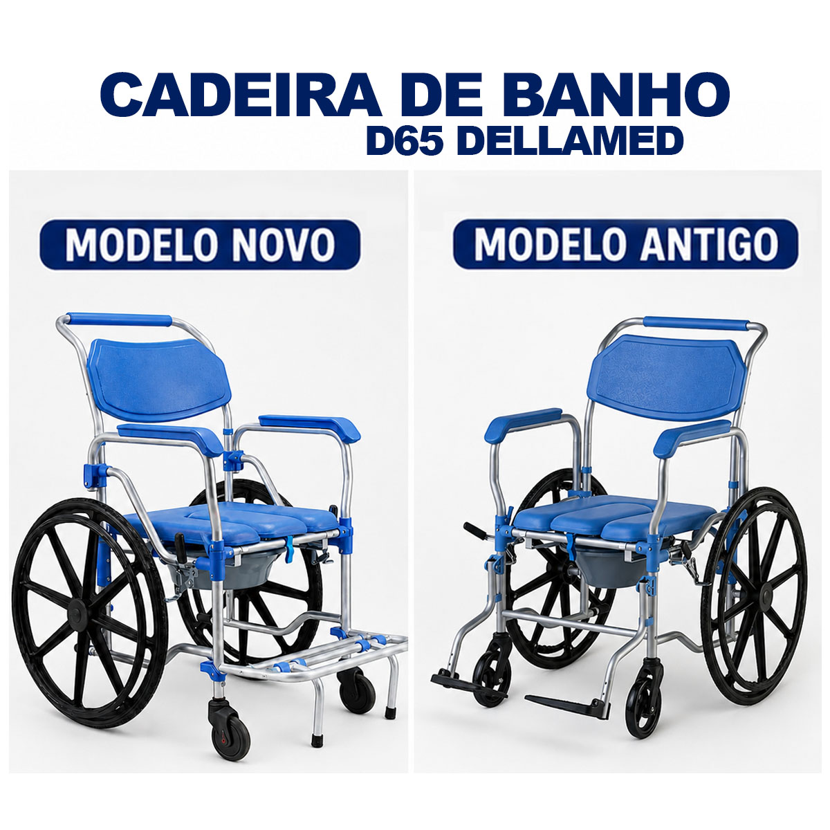 Cadeira de Banho 150kg 44cm D65 Alumínio Dellamed
