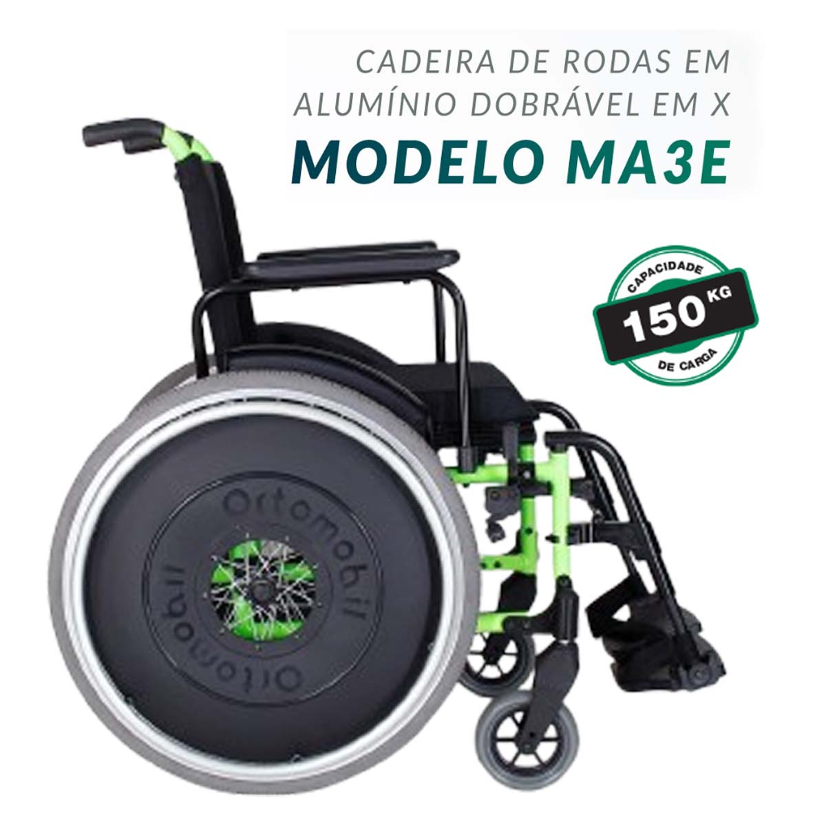 Cadeira de Rodas Dobrável Alumínio MA3E L48 P45 A45