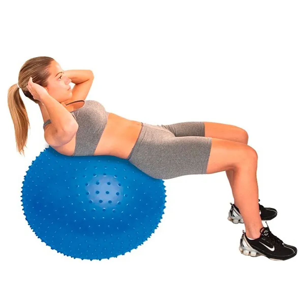 Bola de Pilates com Cravos 65cm Azul Supermedy