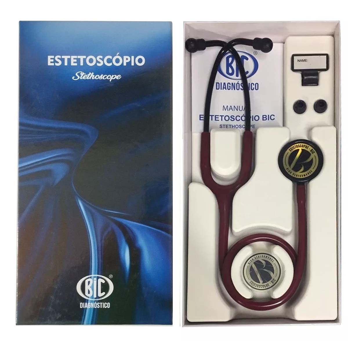 Estetoscópio BIC Eternity III Duplo Vinho Rainbow Adulto e Pediátrico