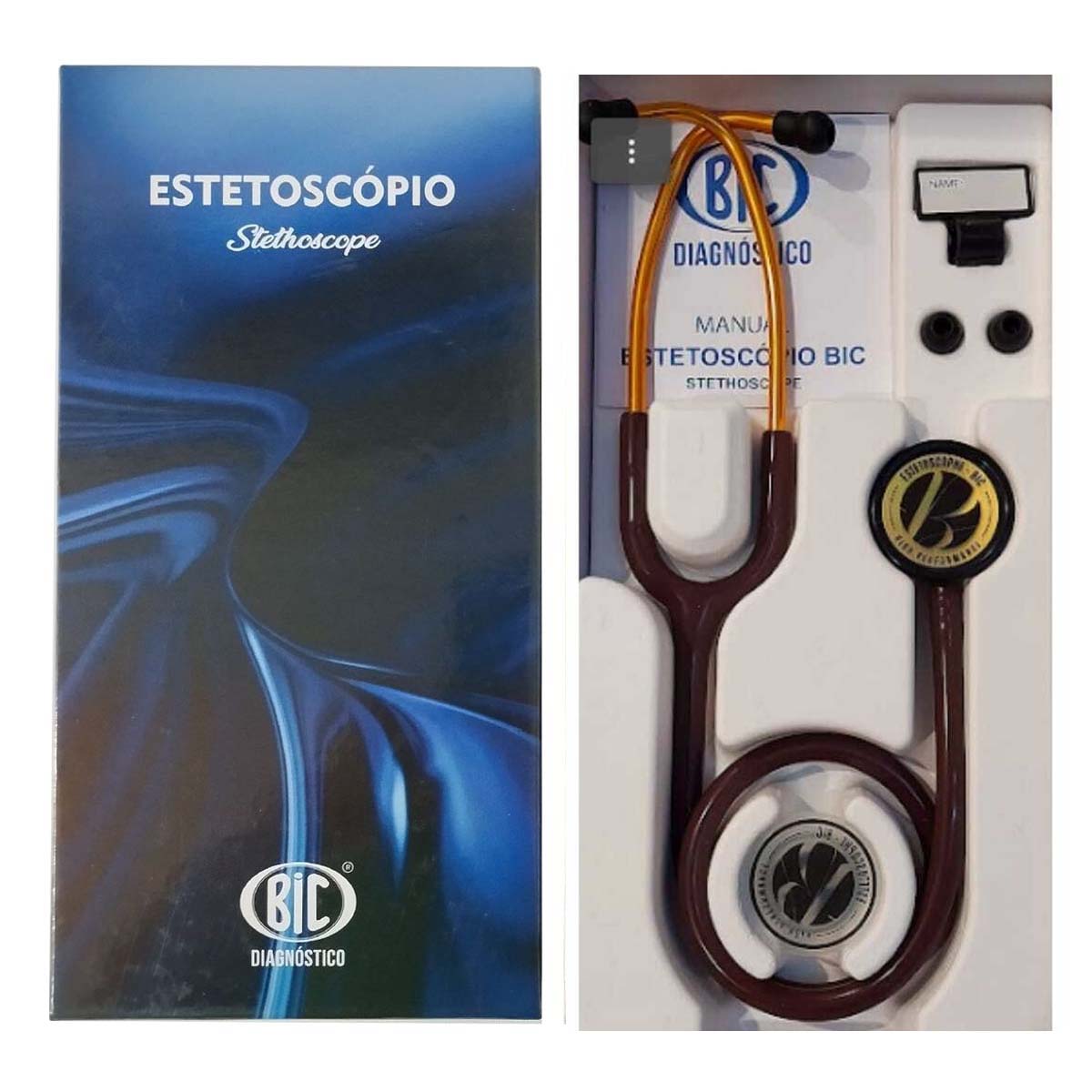 Estetoscópio BIC Eternity III Duplo Chocolate Adulto e Pediátrico 