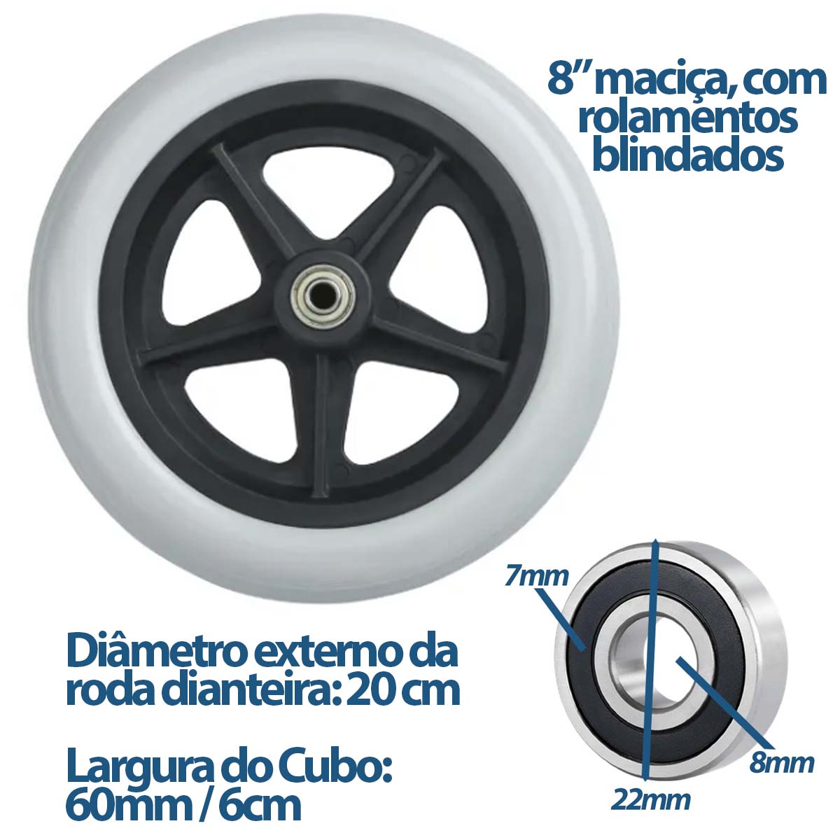 Roda Dianteira Cadeira de Roda D600 Dellamed
